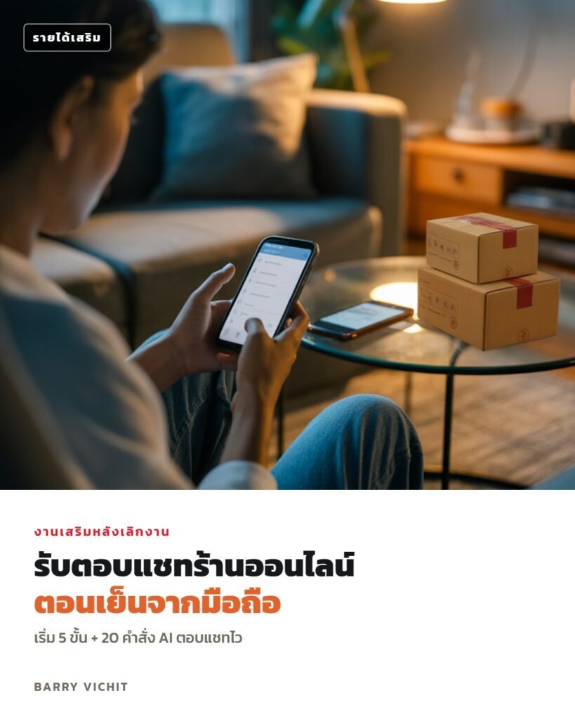 20 คำสั่ง AI สำหรับแอดมินตอบแชทร้านออนไลน์ + วิธีเริ่มงานเสริมตอนเย็น