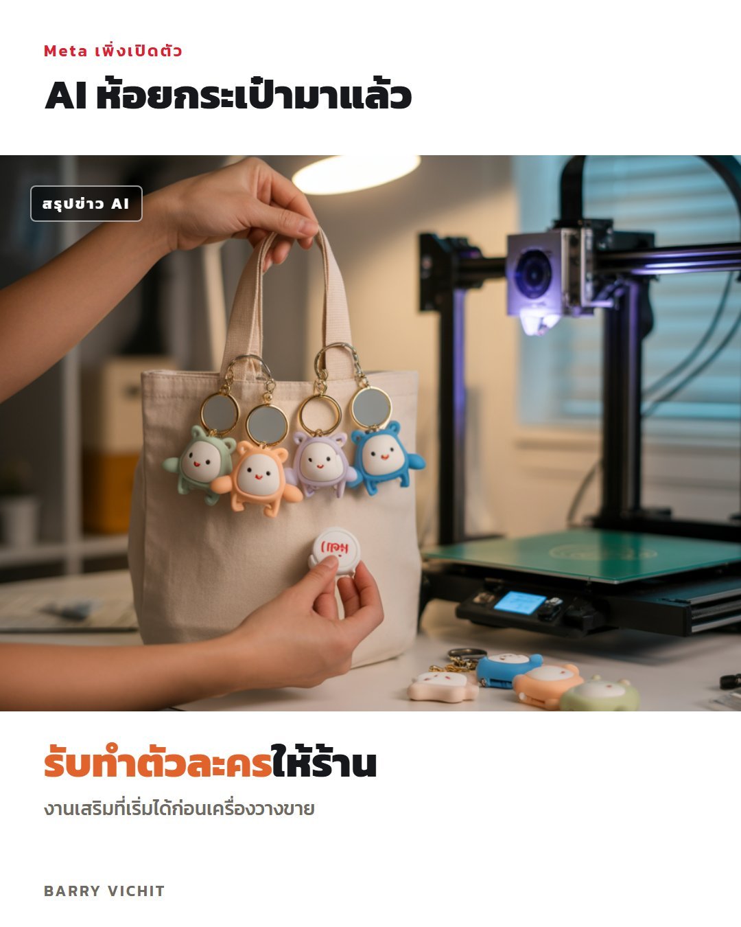 รับทำตัวละครประจำร้าน + พวงกุญแจ NFC: คำสั่ง AI ครบชุด