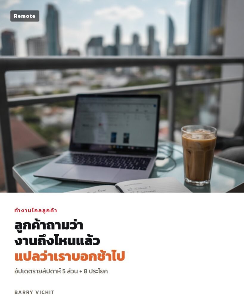 เทมเพลตอัปเดตงานรายสัปดาห์ 5 ส่วน + 8 ประโยคแจ้งความคืบหน้า
